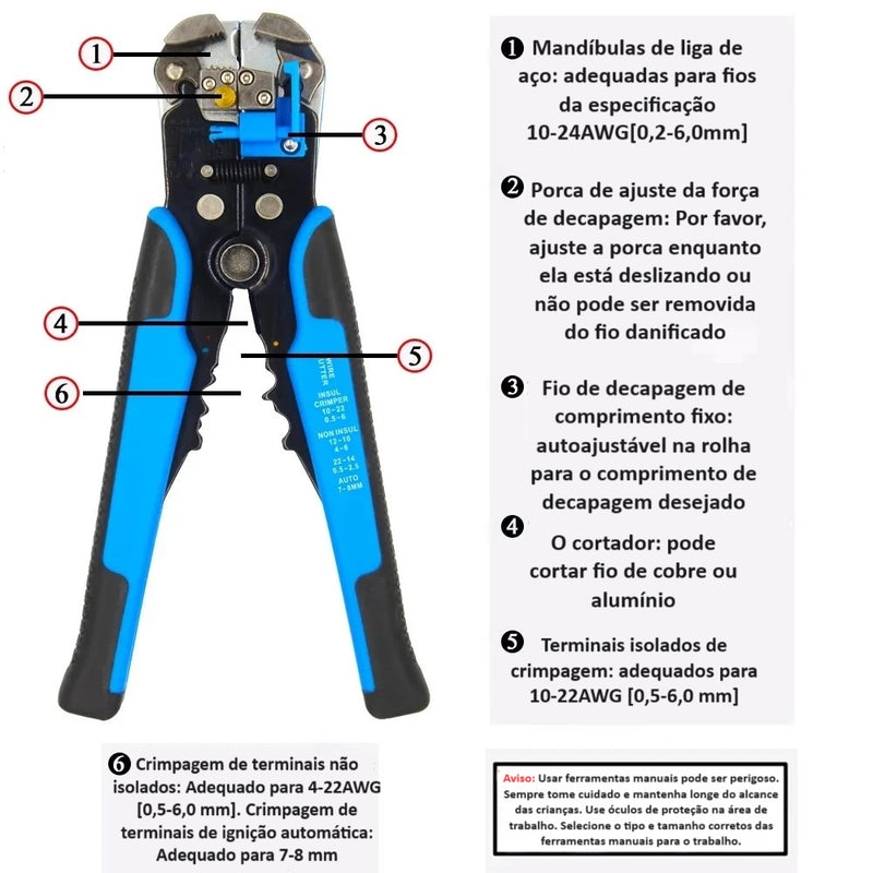 Alicate Automático Decapador + Crimpador + Cortador